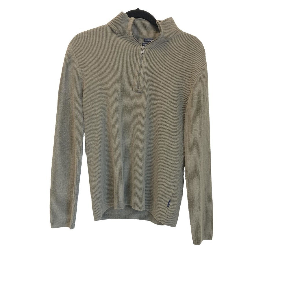 American Eagle Men’s Sz S 1/4 Zip Pullover Ribbed Sweater Vintage Slim Fit Green